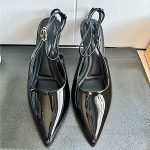 Chic Black Faux Leather Women's Heels